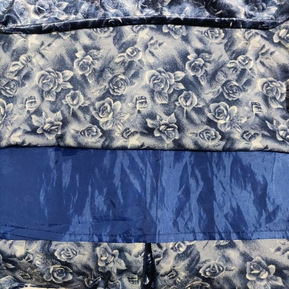 Vintage Velvety Blue Floral Print Maxi Skirt - Picture 7 of 11